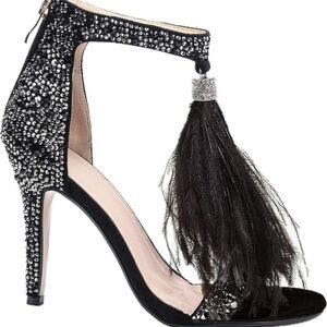 Glamorous Black Heels with Rhinestone Embellishments